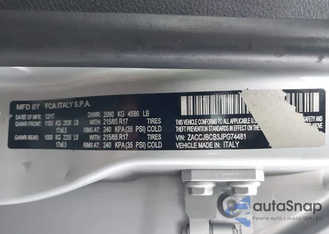 2018 Jeep Renegade Trailhawk 4X4 from USA, damaged, VIN ZACCJBCB3JPG74481